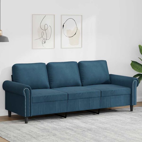 vidaXL 3-Sitzer-Sofa Blau 180 cm Samt
