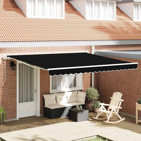 vidaXL Einziehbare Markise Schwarz 400 x 350 cm Stoff und Stahl