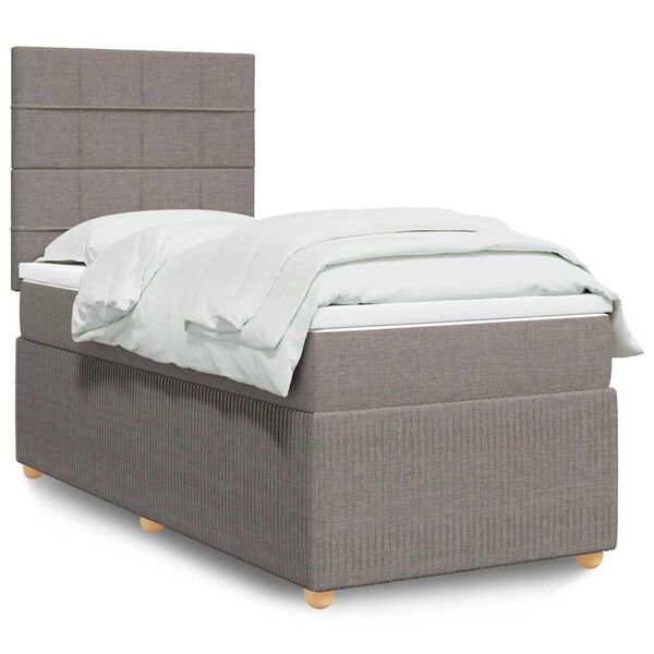 vidaXL Boxspringbett mit Matratze Taupe 80x200 cm Stoff