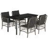 vidaXL 5-tlg. Garten-Essgruppe mit Kissen Grau Poly Rattan