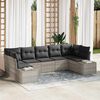 vidaXL Gartensofa-set mit Speicher 7 pcs Hellgrau Poly Rattan