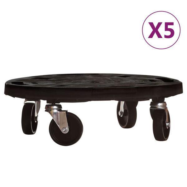 vidaXL Pflanzenroller 5 Stk. 40 cm Durchmesser Schwarz 275 kg