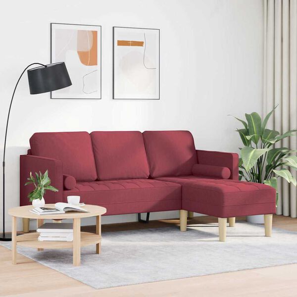 vidaXL Sofa Set mit Kissen Weinrot Polyester