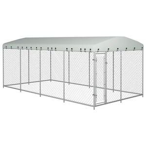 vidaXL Outdoor-Hundezwinger mit &Uuml;berdachung 7,6x3,8x2,3 m