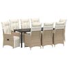 vidaXL Garten Essgruppe mit Kissen 9 pcs Beige Poly-Rattan