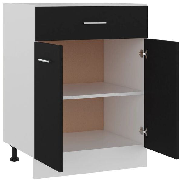 vidaXL Schubunterschrank Lyon Schwarz 60x46x81,5 cm Holzwerkstoff