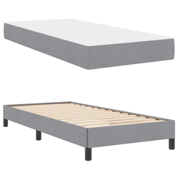 vidaXL Boxspringbett mit Matratze Hellgrau 90 x 190 cm Stoff