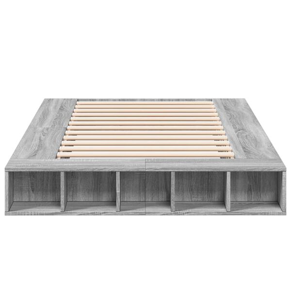 vidaXL Bettgestell Grau Sonoma 135x190 cm Holzwerkstoff