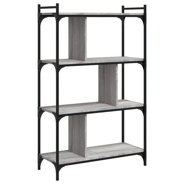 vidaXL Bücherregal 4 Böden Grau Sonoma 76x32x123 cm Holzwerkstoff