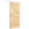 vidaXL Schiebet&uuml;r Nat&uuml;rlich und Wei&szlig; 90 x 210 cm Massives Kiefernholz