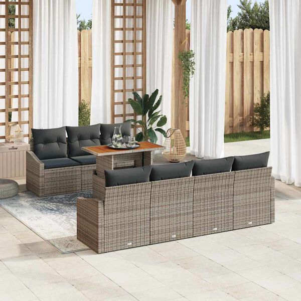 vidaXL Garten Essgruppe mit Kissen Grau und Braun 100 x 55 x 73 cm