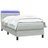 vidaXL Boxspringbett mit Matratze & LED Hellgrau 90x220 cm Samt