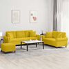 vidaXL 3-tlg. Sofagarnitur mit Kissen Gelb Samt