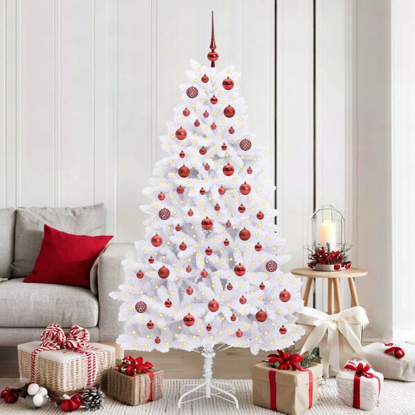 vidaXL K&uuml;nstlicher klappbarer Weihnachtsbaum Wei&szlig; 180 cm PVC und Stahl