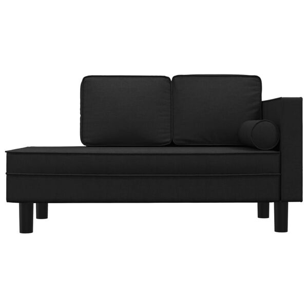 vidaXL Chaiselongue mit Kissen und Nackenrolle Schwarz Stoff
