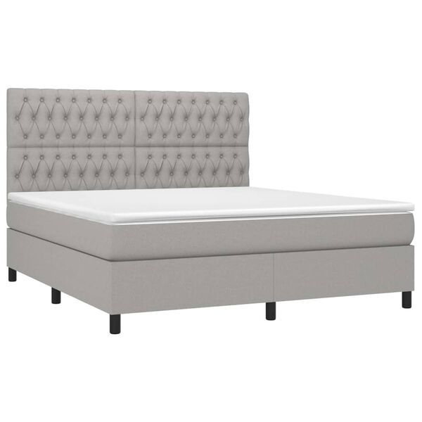 vidaXL Boxspringbett mit Matratze Hellgrau 180x200 cm Stoff