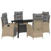 vidaXL Garten Essgruppe mit Kissen 5 pcs Beige Poly-Rattan