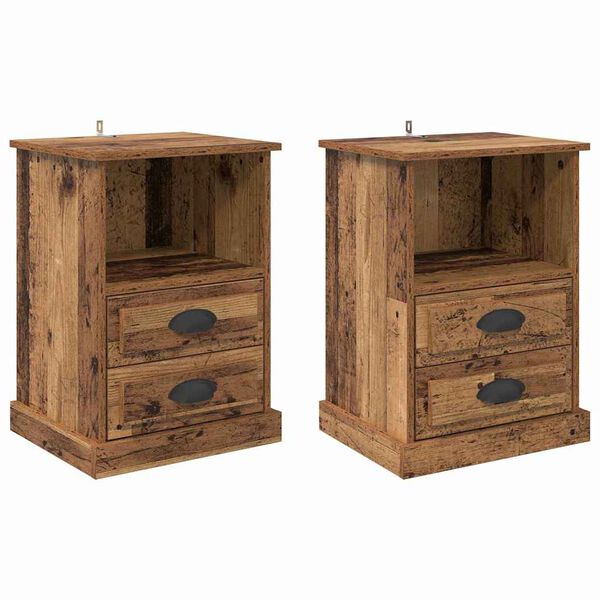 vidaXL Nachttisch 2 pcs Altholz 36 x 43 x 60 cm Holzwerkstoff