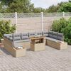 vidaXL Garten-Sofa-Set mit Speicher 11 pcs Beige Poly Rattan