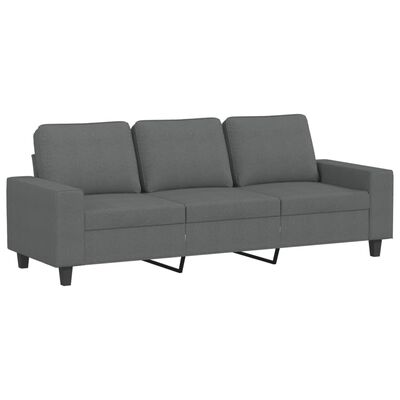 vidaXL 3-Sitzer-Sofa mit Hocker Dunkelgrau 180 cm Stoff