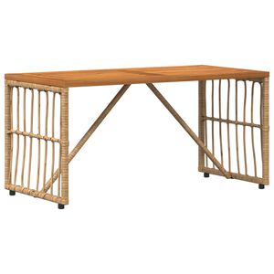 vidaXL Tisch f&uuml;r Outdoor Natur 80 x 40 x 40 cm Stahl und Poly Rattan