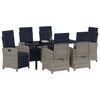 vidaXL Garten Essgruppe mit Kissen 7 pcs Grau Poly-Rattan