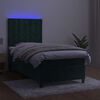 vidaXL Boxspringbett mit Matratze & LED Dunkelgr&uuml;n 90x190 cm Samt