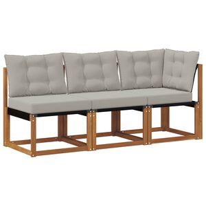 vidaXL Outdoor Mittel- und Ecksofa mit Kissen 3 St&uuml;ck Natur
