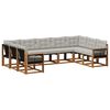 vidaXL Outdoor-Sofagarnitur mit Kissen 9 pcs Natur und Hellgrau