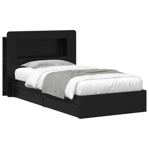 vidaXL Bettgestell mit Stauraum Schwarz 75 x 190 cm Holzwerkstoff