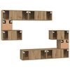 vidaXL TV-Schrankset Wandmontiert 8 pcs Artisan-Eiche Holzwerkstoff