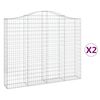 vidaXL Gabionen mit Hochbogen 2 Stk. 200x30x160/180cm Verzinktes Eisen