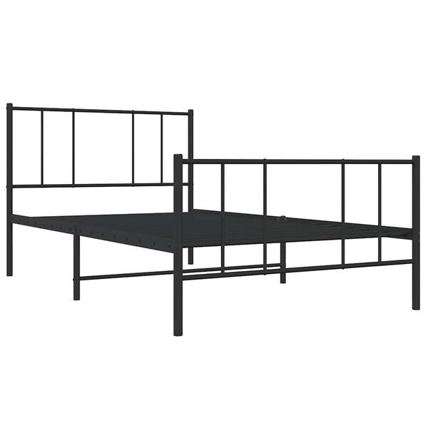 vidaXL Bettgestell mit Kopf- und Fu&szlig;teil Metall Schwarz 75x190 cm