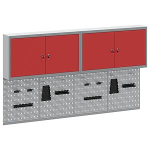 vidaXL Werkzeugschrank-Set 6 Stk. Rot Pulverbeschichteter Stahl