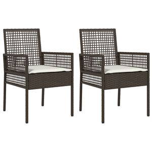 vidaXL Gartenstuhl mit Kissen 2 pcs Braun 55 x 53 x 85 cm Poly-Rattan