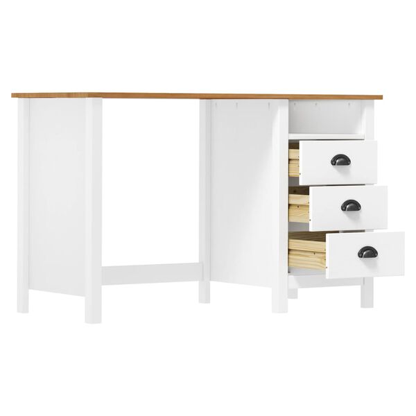 vidaXL Schreibtisch Hill mit 3 Schubladen 120x50x74 cm Kiefernholz