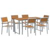 vidaXL Garten Essgruppe 7 pcs Grau Massivholz Akazie
