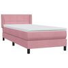 vidaXL Boxspringbett mit Matratze Rosa 100x220 cm Samt