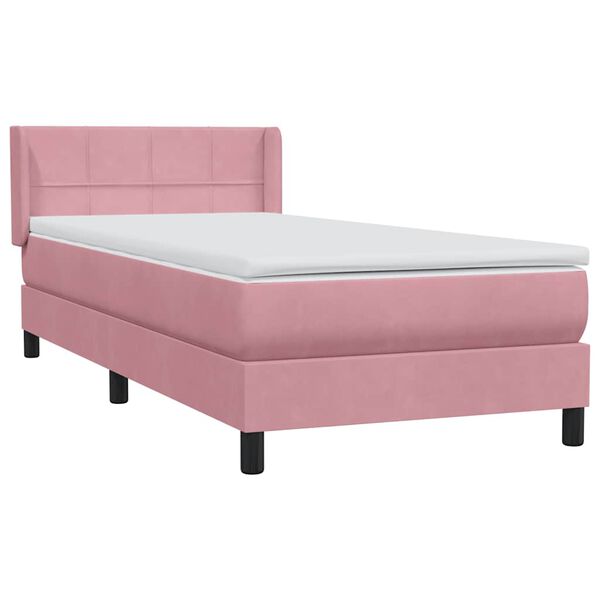 vidaXL Boxspringbett mit Matratze Rosa 100x220 cm Samt