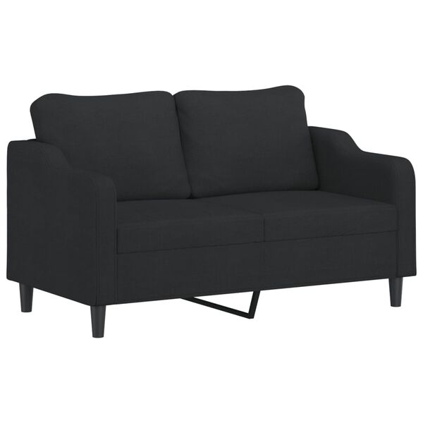 vidaXL 2-Sitzer-Sofa mit Kissen Schwarz 140 cm Stoff