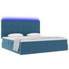 vidaXL Bett mit Stauraum und LED mit LED Dunkelblau 200 x 200 cm Samt