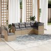 vidaXL 6-tlg. Garten-Sofagarnitur mit Kissen Beige Poly Rattan