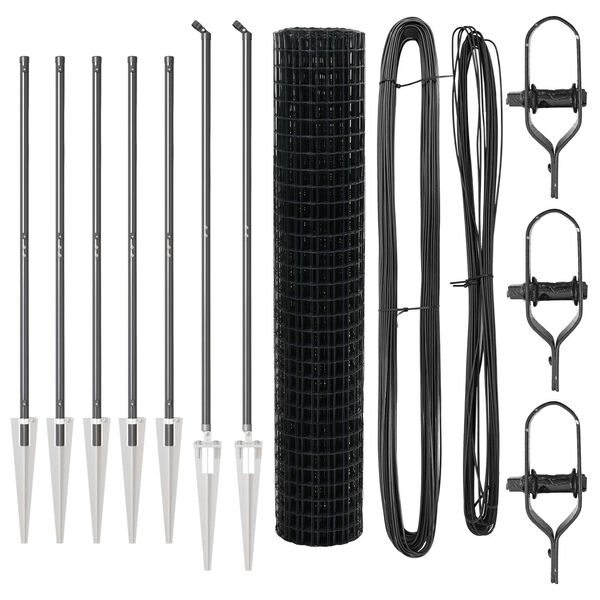 vidaXL Zaun mit Pfosten Grau 1,5 x 10 m Stahl und PVC