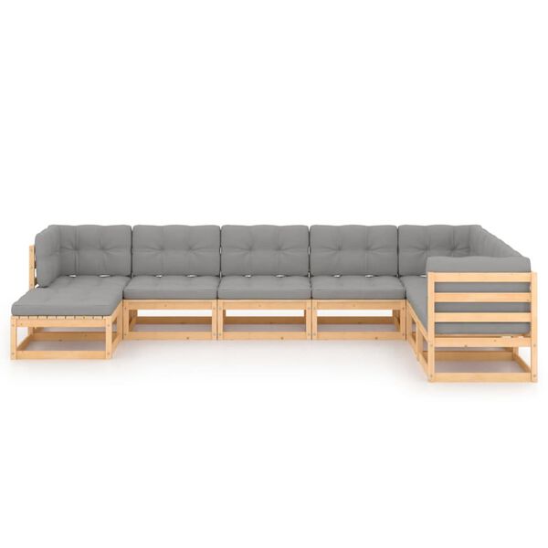 vidaXL 8-tlg. Garten-Lounge-Set mit Kissen Massivholz Kiefer