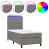 vidaXL Boxspringbett mit Matratze & LED Dunkelgrau 90x190 cm Stoff