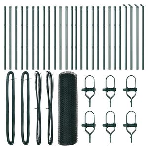 vidaXL Zaunpfosten Gr&uuml;n 50 x 0,8 m (25 mm Netz) Stahl und PVC