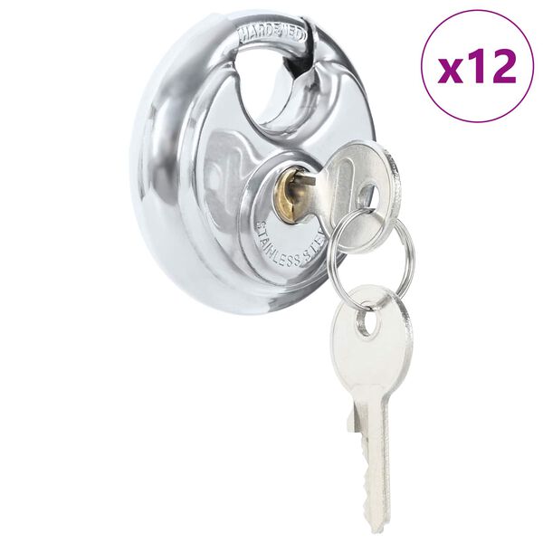 vidaXL Diskusschl&ouml;sser mit Schl&uuml;sseln 12 pcs Silber 6 x 2,3 x 6 cm