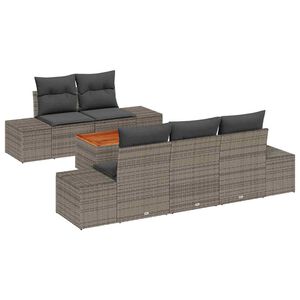 vidaXL Gartensofa-set mit Kissen 6 pcs Grau Poly-Rattan