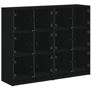 vidaXL B&uuml;cherregal mit T&uuml;ren Schwarz 136x37x109 cm Holzwerkstoff