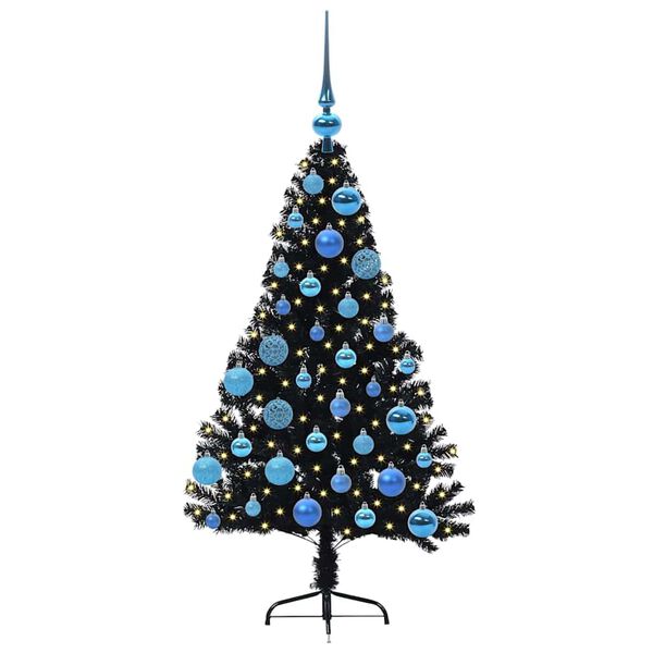 vidaXL Künstlicher vorbeleuchteter Weihnachtsbaum Schwarz 120 cm PVC